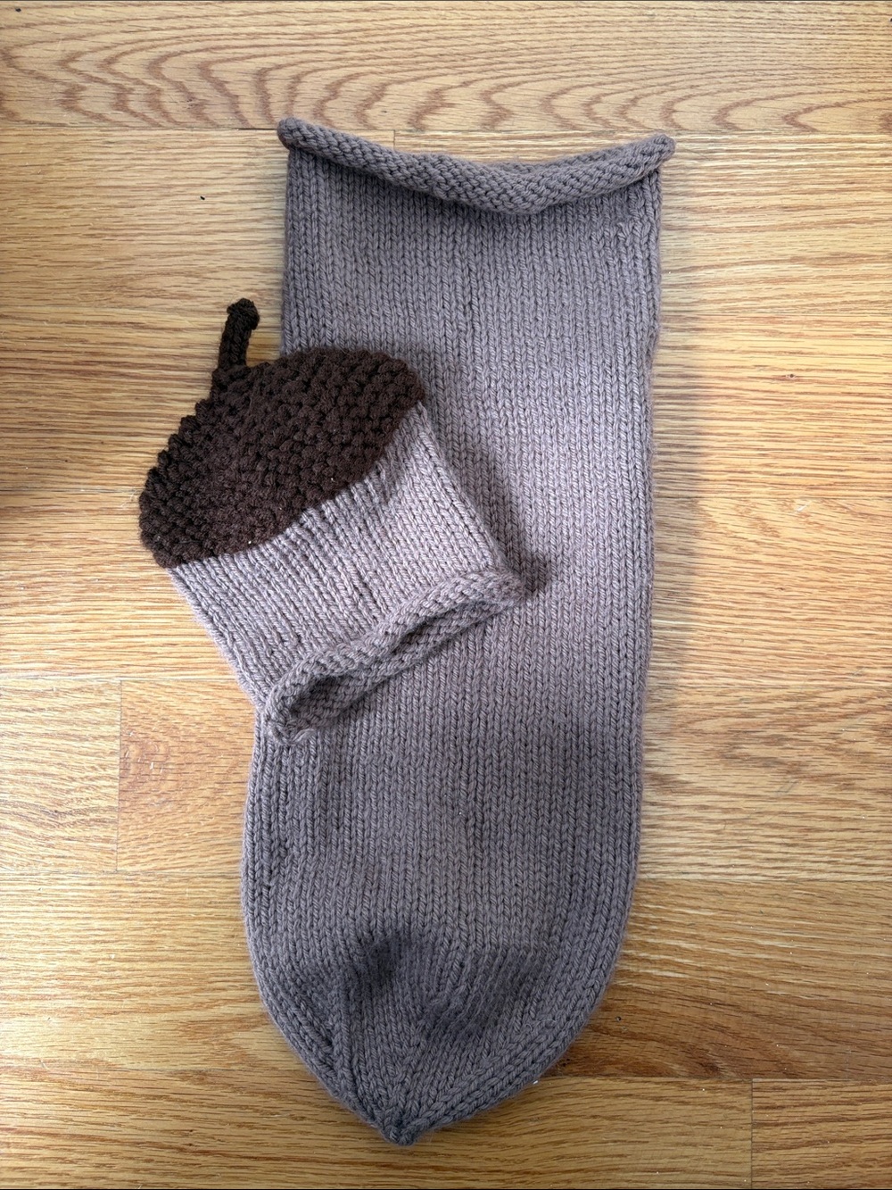 Hand knit acorn costume for newborn photos